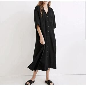 NWT Madewell Womens Lightestspun Cover Up Maxi Shirt Dress XXS Gauze Beach Black